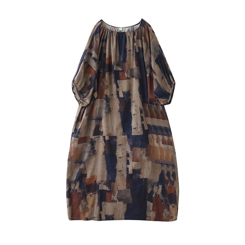 Short Sleeve Plus Size Cotton Vintage Floral New In Dresses for Women Casual Loose Maxi Long Summer Dress