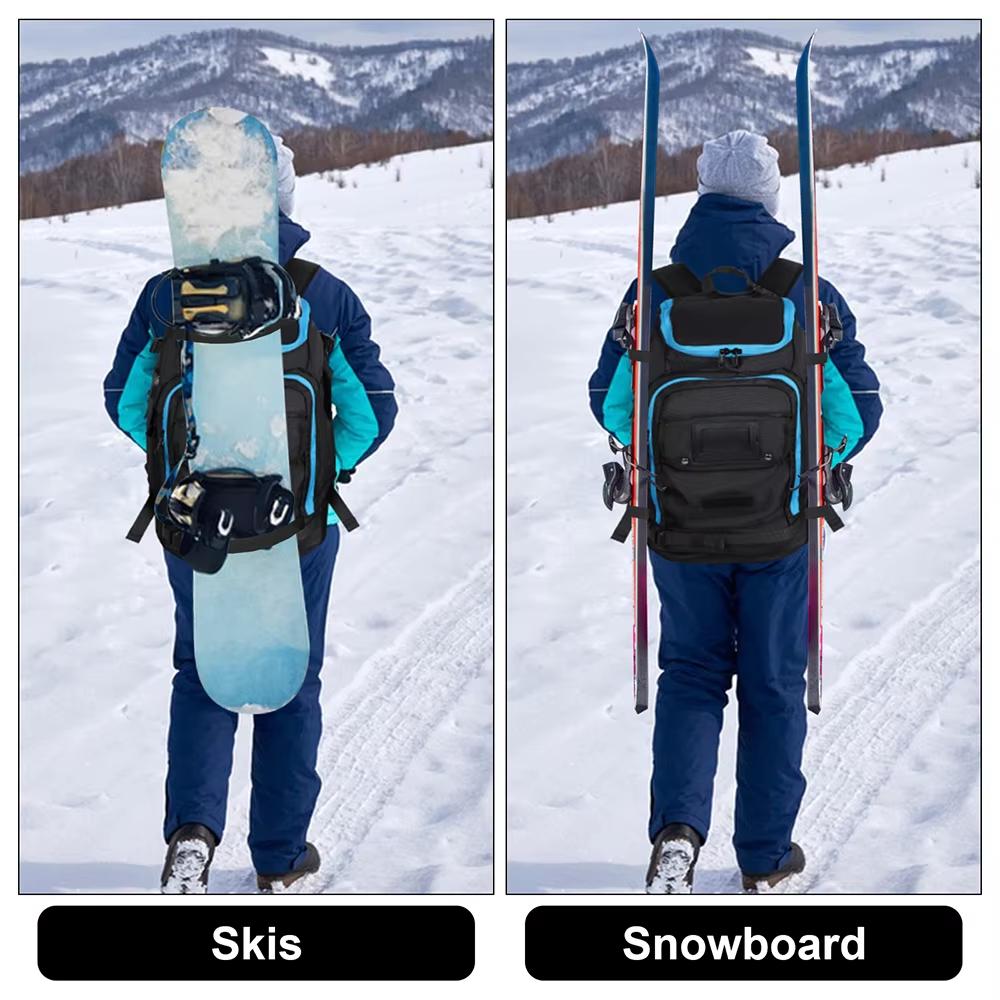 Buylor 50L Large Capacity Ski Boot Bag Multi Compartment USB Port Backpack for Snowboard Boots Helmet Sport Gear Bag for Men