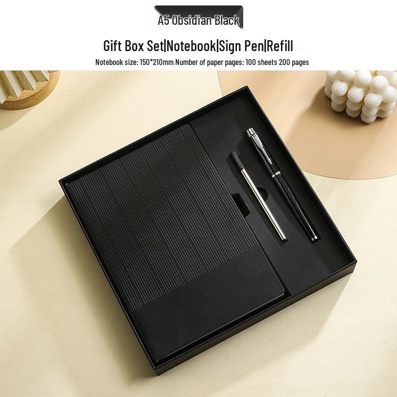 Minimalist Business Notebook Gift Set - Customizable Logo for Company Meetings and Events
