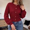 Women's Heart-Button Knit Cardigan: Red Christmas Sweater Coat, 2026 Autumn/Winter European & American Festival Style