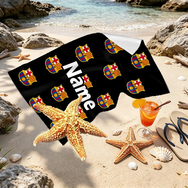 Custom Name Personalized football club FC Print Beach Towel, for Trip Camping Beach Party Home Decor, Birthday Gift for Family & Friends