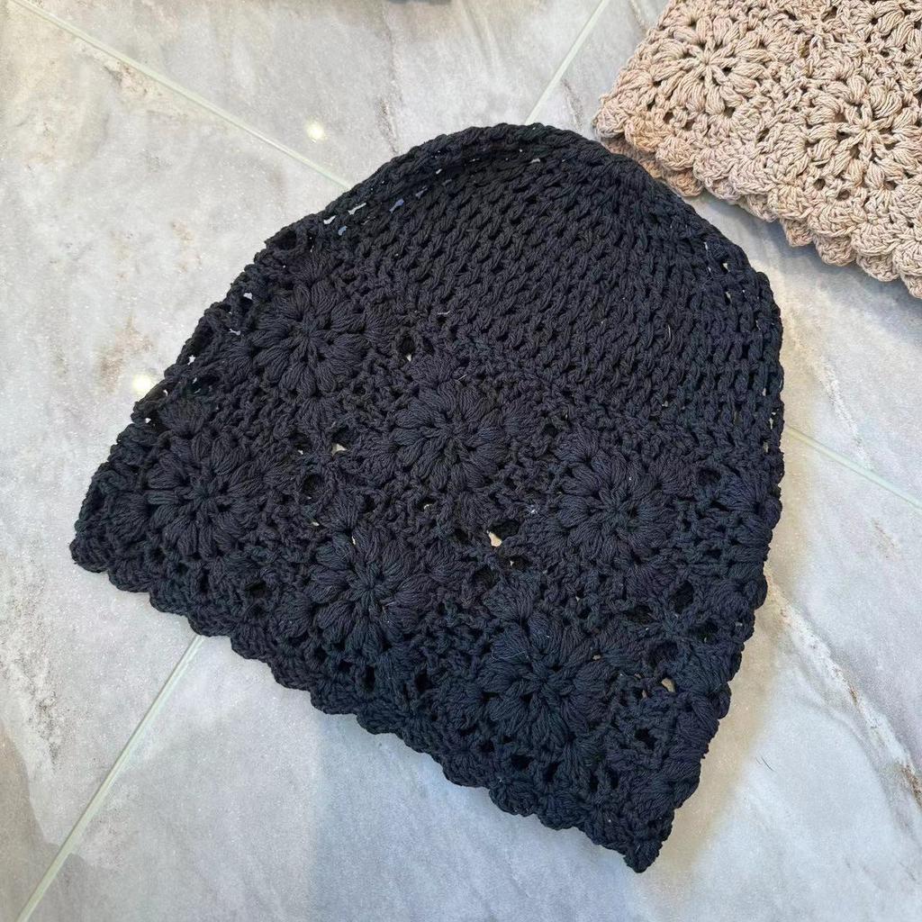 Exquisite Headscarf, Hat, Female, Hollowed Out, Spring and Summer, Thin Design, Artistic, Small Face, Woven Hat, Pile Hat