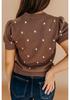Winter Polka Dot Knit Sweater - Women's Short Sleeve Round Neck European American Fashion