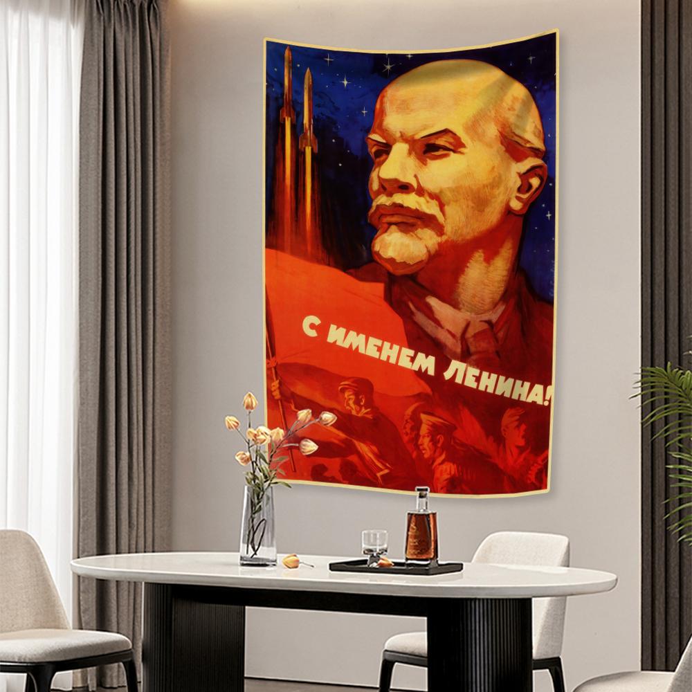 Lenin Stalin USSR CCCP Poster Tapestry Vintage Home Decor Aesthetics Wall Hanging Covering Carpets Dormitory Backdrop Bedspread
