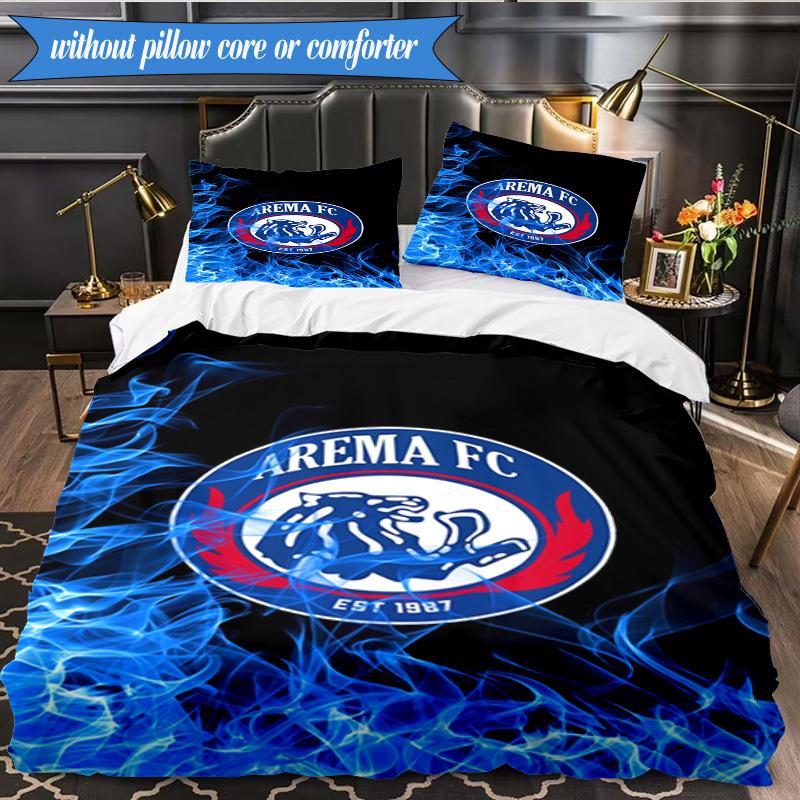 3PCS Arema Football club Printed Soft Bedding Set,Including 1pc Duvet Cover And 2pcs Pillowcases Perfect for Bedroom, Dormitory, Fan gift