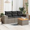 VidaXL Garden Lounge Set 4 Pcs with Grey Cushions Wicker 3225318