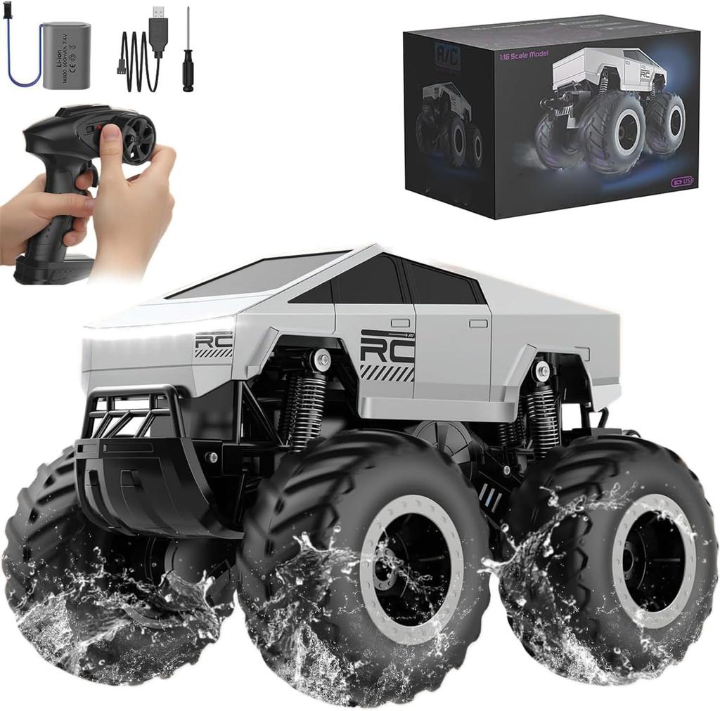 Remote Control Car Off-Road Pick-up Truck, 4WD Amphibious RC Trucks Toy RC Cars for All Terrain, 1:16 Scale Hobby Monster Truck