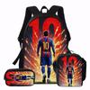 3pcs Set Lightweight Large-Capacity Backpacks Football Player Print for Daily Use School Travel