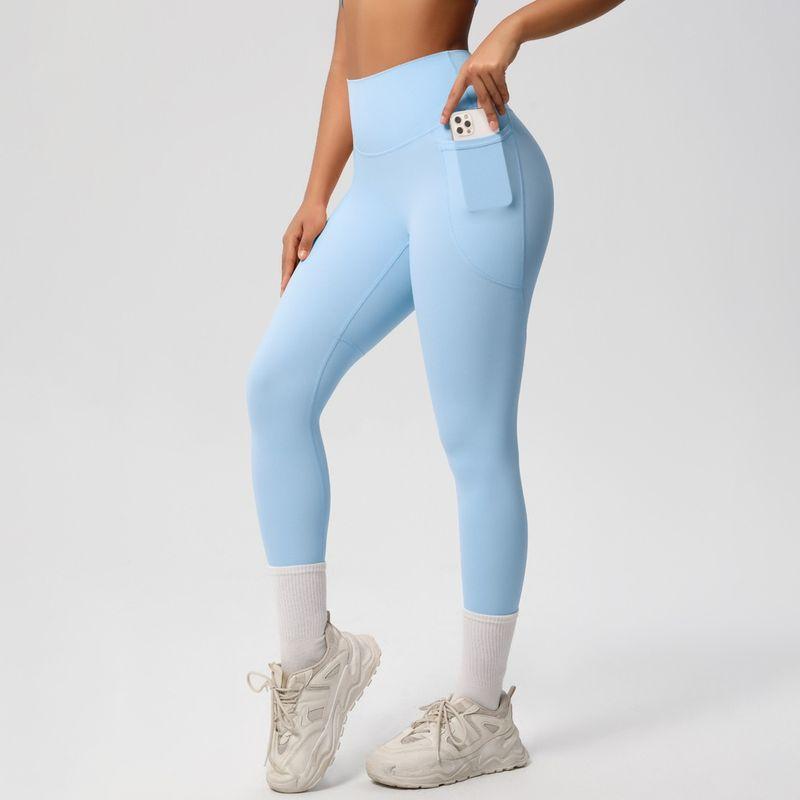 Fashion Nude Feel Beauty Back Cross Bubble Wrap Sports Bra High Waist Hip Lift Pocket Sports Yoga Pants Fitness Suit Women