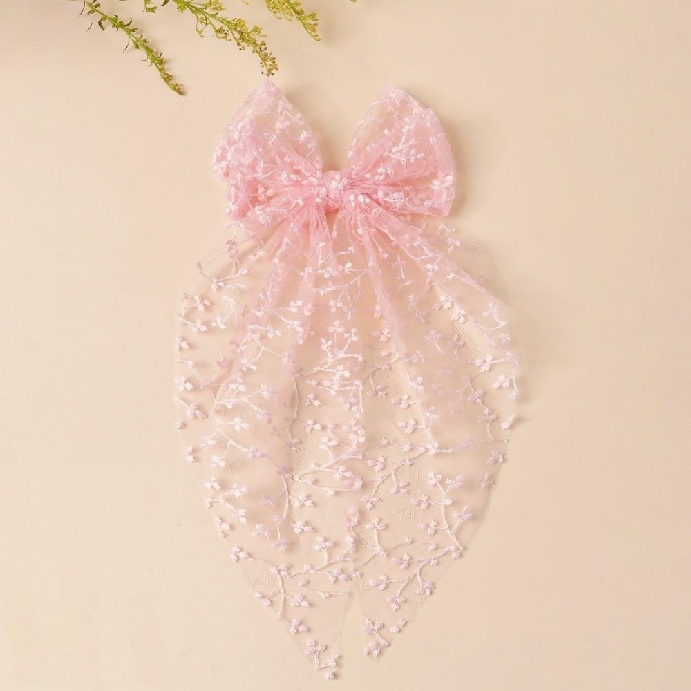 Vintage Lace Bow Hairpin Flower Embroidery Kids Hair Accessories New Princess Style Hair Clip  Gift