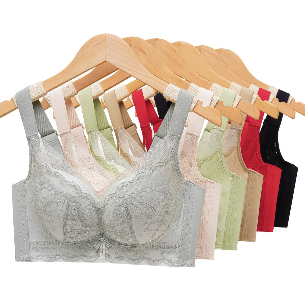 Medium thickness, small breasts, large gathering lace bra, non-magnetic women's vest, bra, closed breast adjustment bra