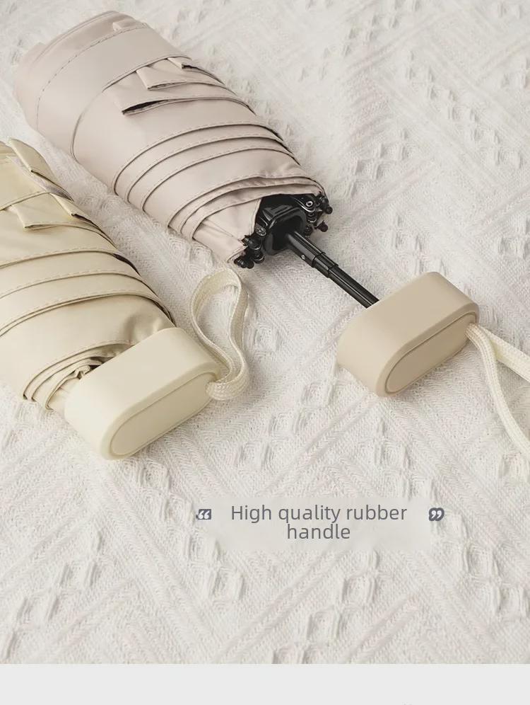 Customizable Black Glue Folding Capsule Umbrella with Flat Handle and 60% UV Protection