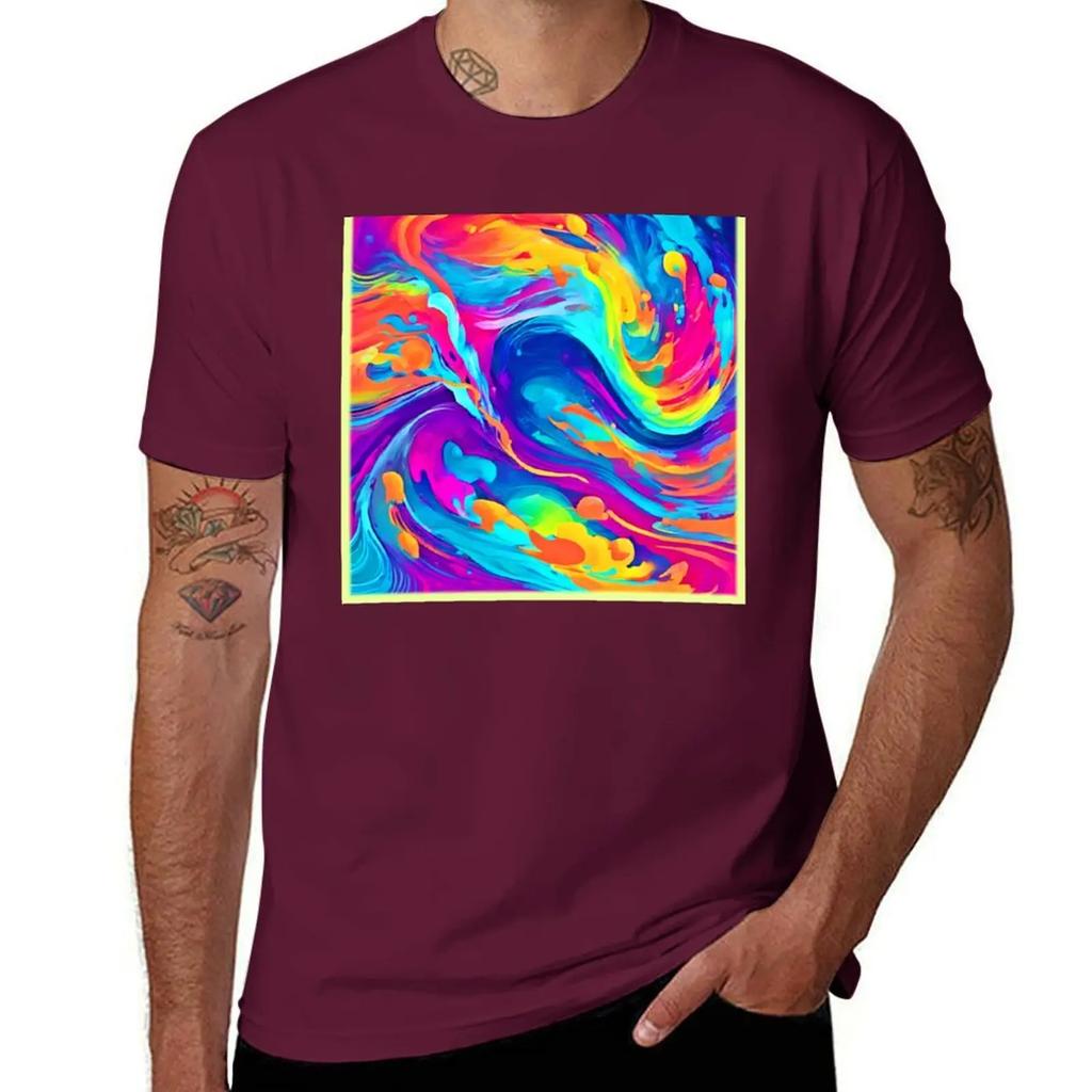 Abstract Badist Art: Vibrant Colors T-shirt summer top anime fitted t shirts for men
