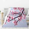 Cherry Blossom Throw Blanket Branches Flower Print Fleece Flannel Blanket Japanese Style Soft Fuzzy Blanket for Sofa Couch Bed