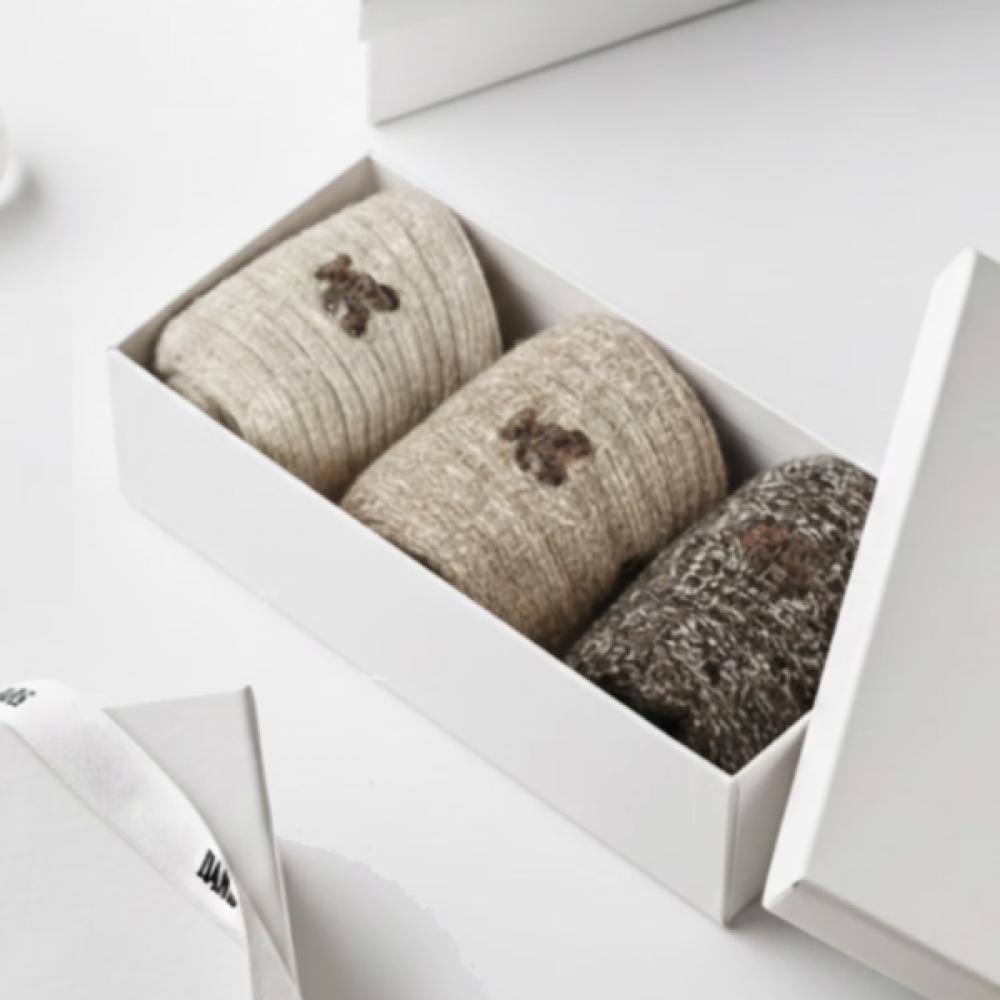 DakS Women S Mid Length 3 Pair Set DakS Bear Embroidery Decoration dbSS6e911bk Single option