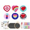 Valentine's Day Embroidery Kit Punch Needle Set Coaster Love Heart Cross Stitch Hand Tufted Magic DIY Craft Arts Sewing Set