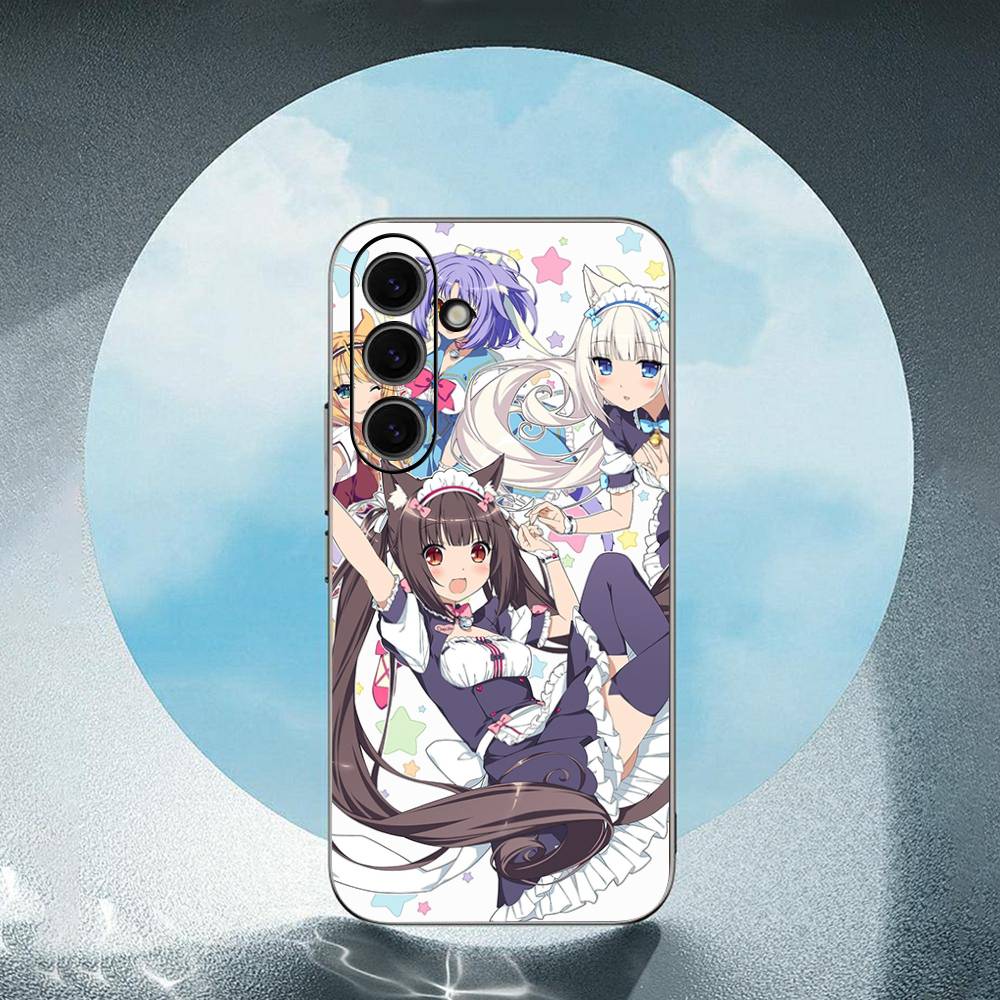 N-NEKOPARA Luxury Black Phone Case For Samsung Galaxy S23 S24 S25 Ultra S22 Plus S21