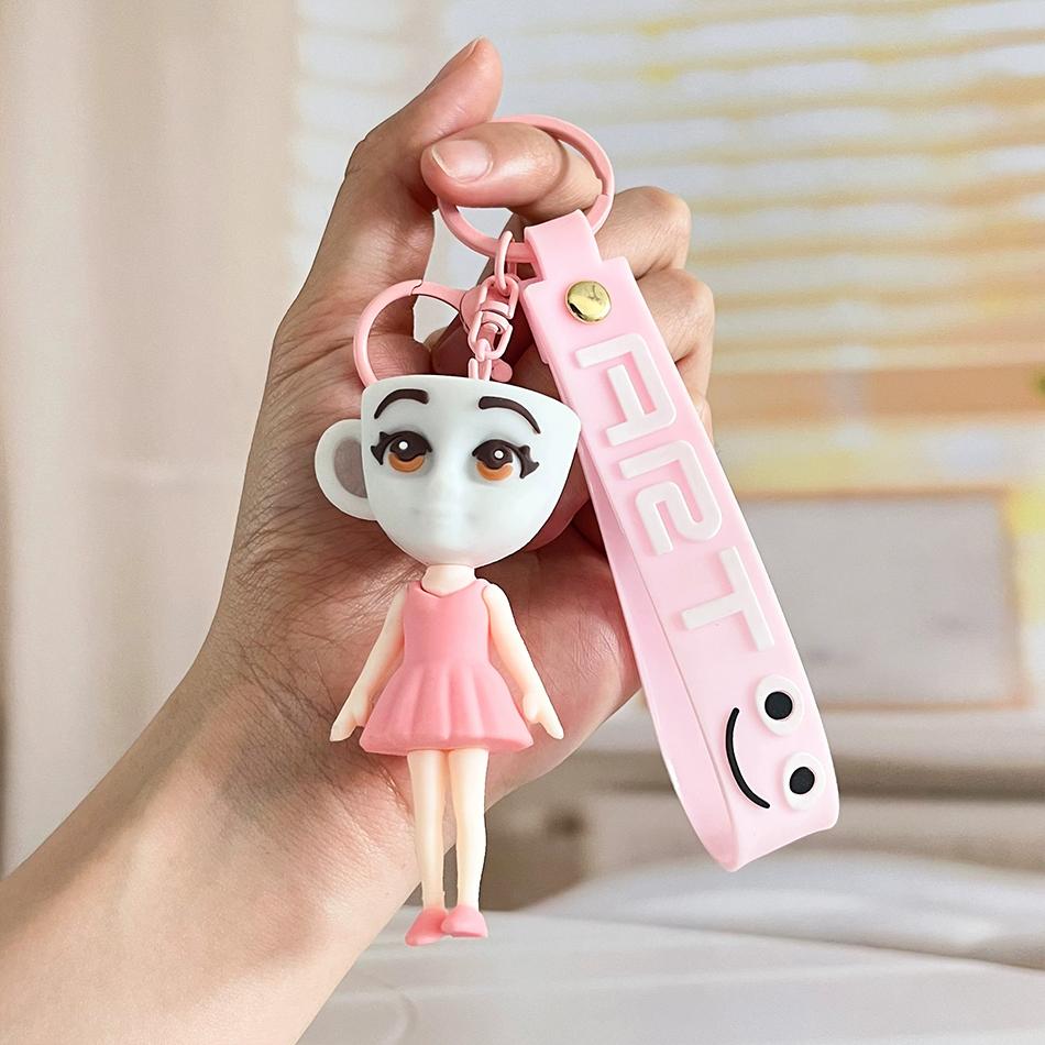 Italian Brainrot Animals Figure Keychains Tung Tung Tung Sahur Tralalero Tralala Ballerina Cappuccino Doll Keyrings Bags Pendant