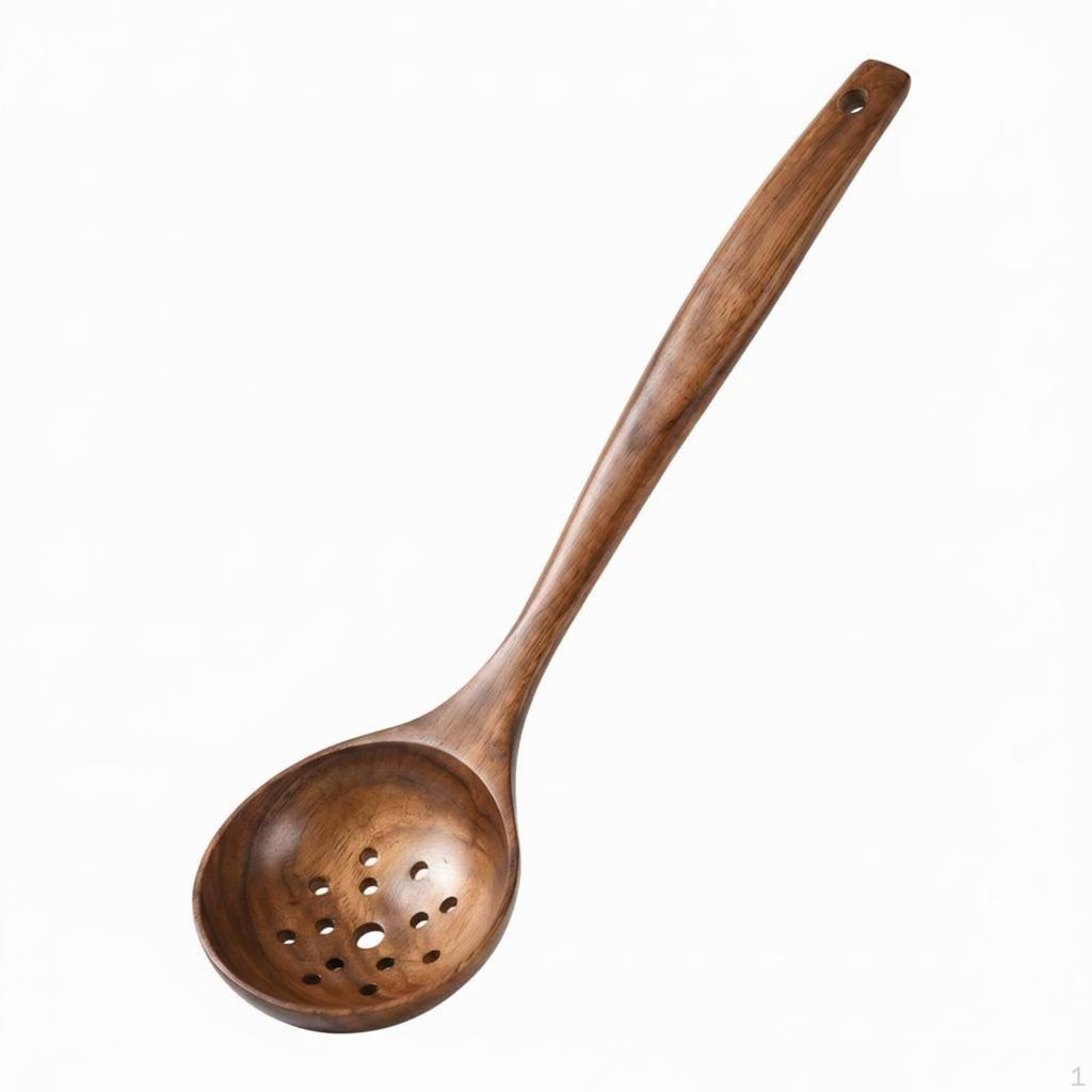Teak Kitchen Utensil Smooth Finish Carved Wooden SinglePiece Cooking Spoon Set