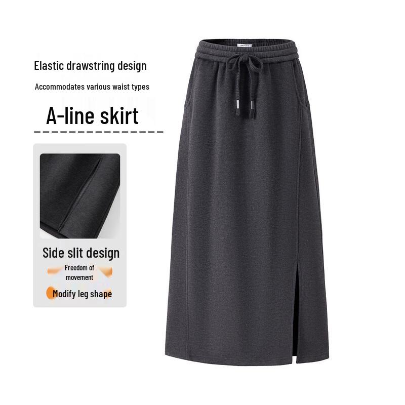 Snowforte Elegant High-Waisted A-Line Split Midi Skirt