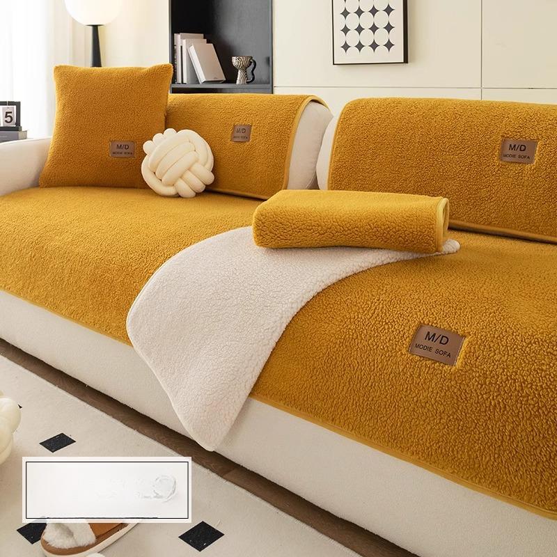 Plush Sofa Slipcover/Pillowcase, Non-slip Sofa Cover, Thickened Couch Cover Four Seasons Universal  For Bedroom Office Living Room Home Decor