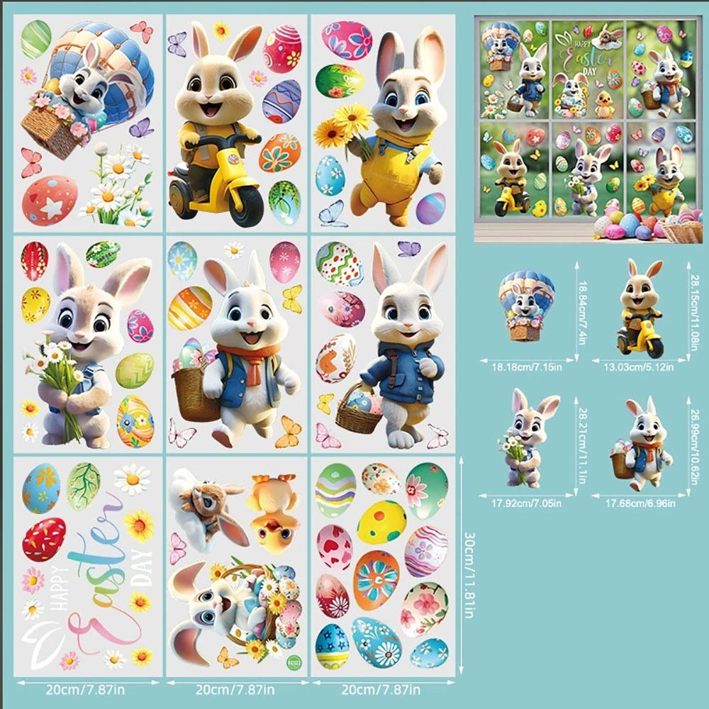 Self Adhesive Easter Egg Stickers Electrostatic Sticky Colorful Door Window Stickers DIY Easter Bunny Glass Window Sticker