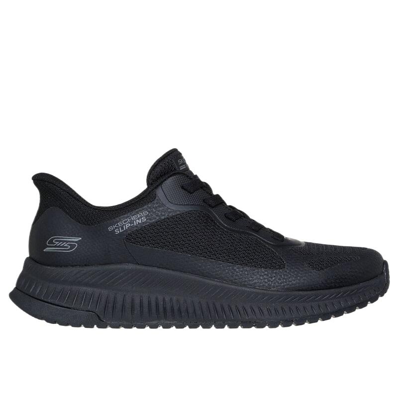 Skechers Bobs Squad 4 Mesh Synthetic Leather Staple Look Comfortable Fashionable Simple Low Top Training Shoes Women Sneaker Black 117624-BBK