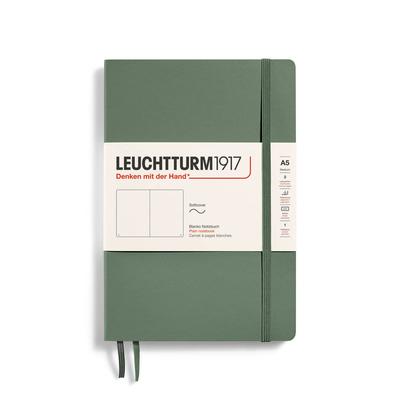 Leuchtturm A5 Plain Officially Imported Notebook, Softcover, Olive, 365503,