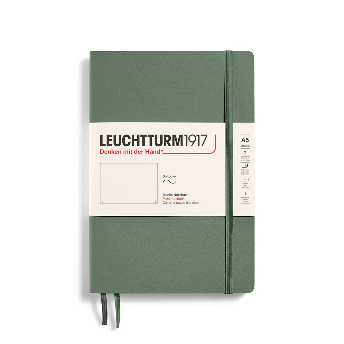 

Leuchtturm A5 Plain Officially Imported Notebook, Softcover, Olive, 365503, оливковый