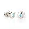 Blue Zircon Stud Earrings 925 Sterling Silver Rhodium Plated Fine Jewelry Gift for Her