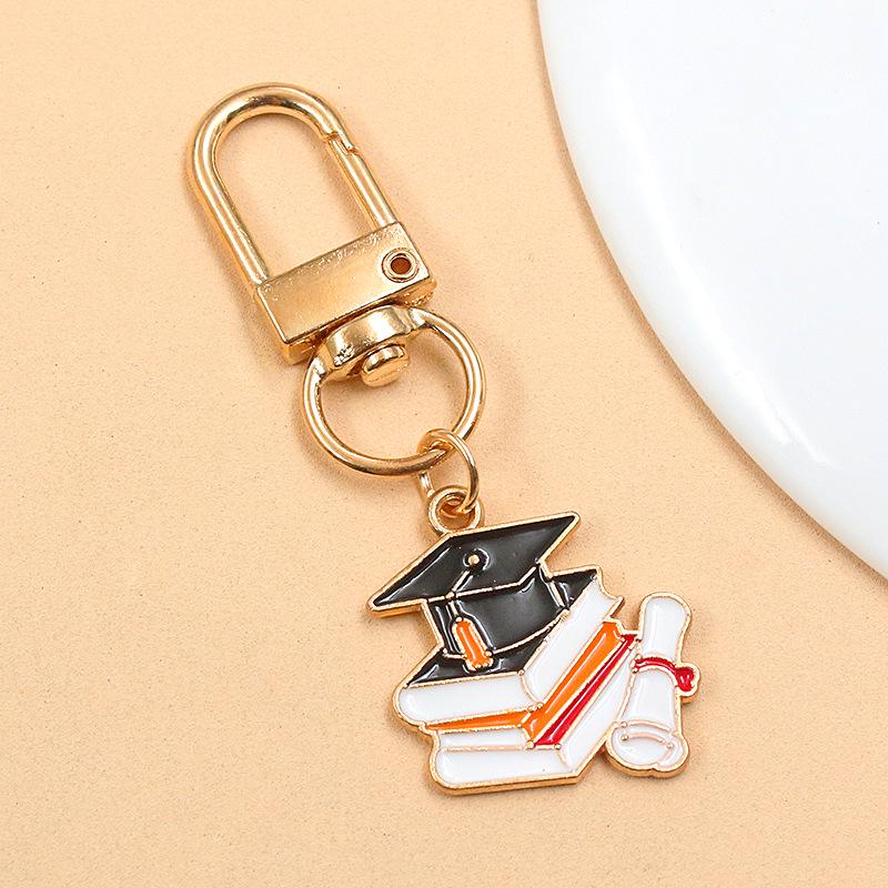 European & American Cross-Border Alloy Jewelry: Graduate's Hat & Flower Pendant Charm