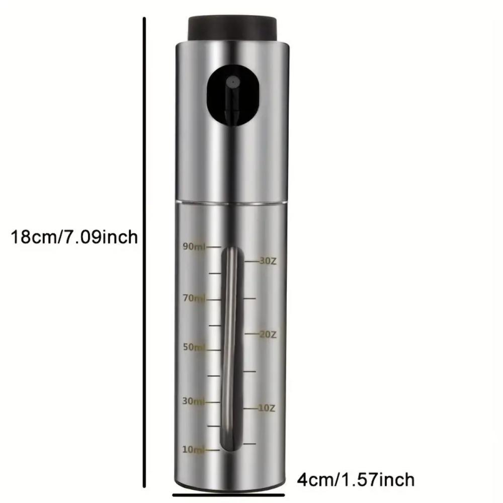 100ML Stainless Steel Oil Leak-proof Spray Bottle Barbecue Oil Pot Seasoning Bottle with Scale for Cooking Air Fryer BBQ Baking