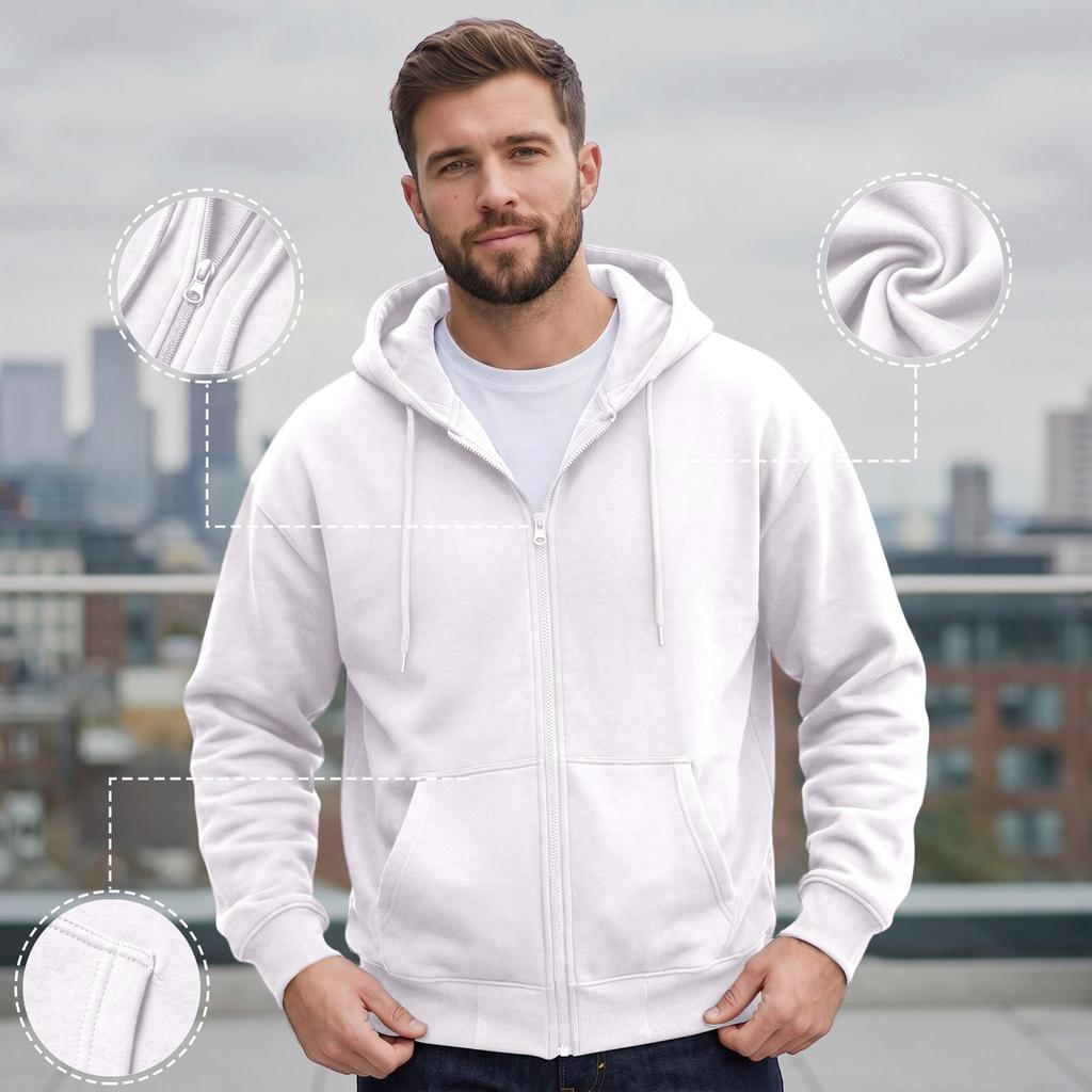 Men's Casual Color Zip-up Hoodie Jacket