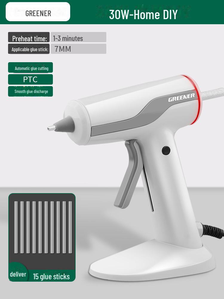 

Green Forest Wireless Hot Melt Glue Gun: Rechargeable, Lithium Battery, Ideal for DIY Crafts & Children s Projects Plug-in model, 30W, 15 high viscosity glue sticks