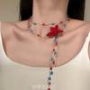 Rice Bead Glass Bead Flower Neck Chain Exquisite Retro Light Luxury High-end Collarbone Chain Fashionable Versatile Exquisite Necklace Women