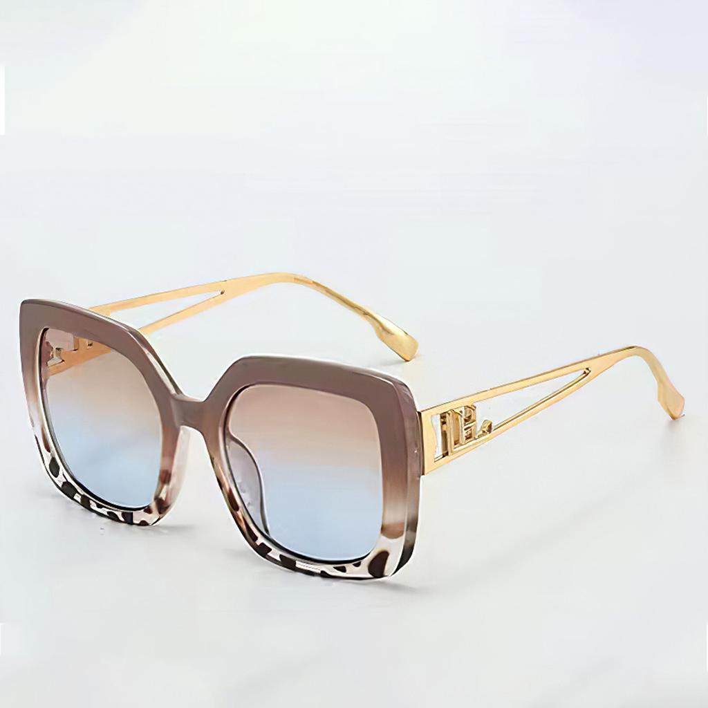 Vintage Sunglasses Men Gradient Lenses Brown White Border Gold Jewelry Brand Sunglasses Luxury Designer Luxury Sunglasses Women