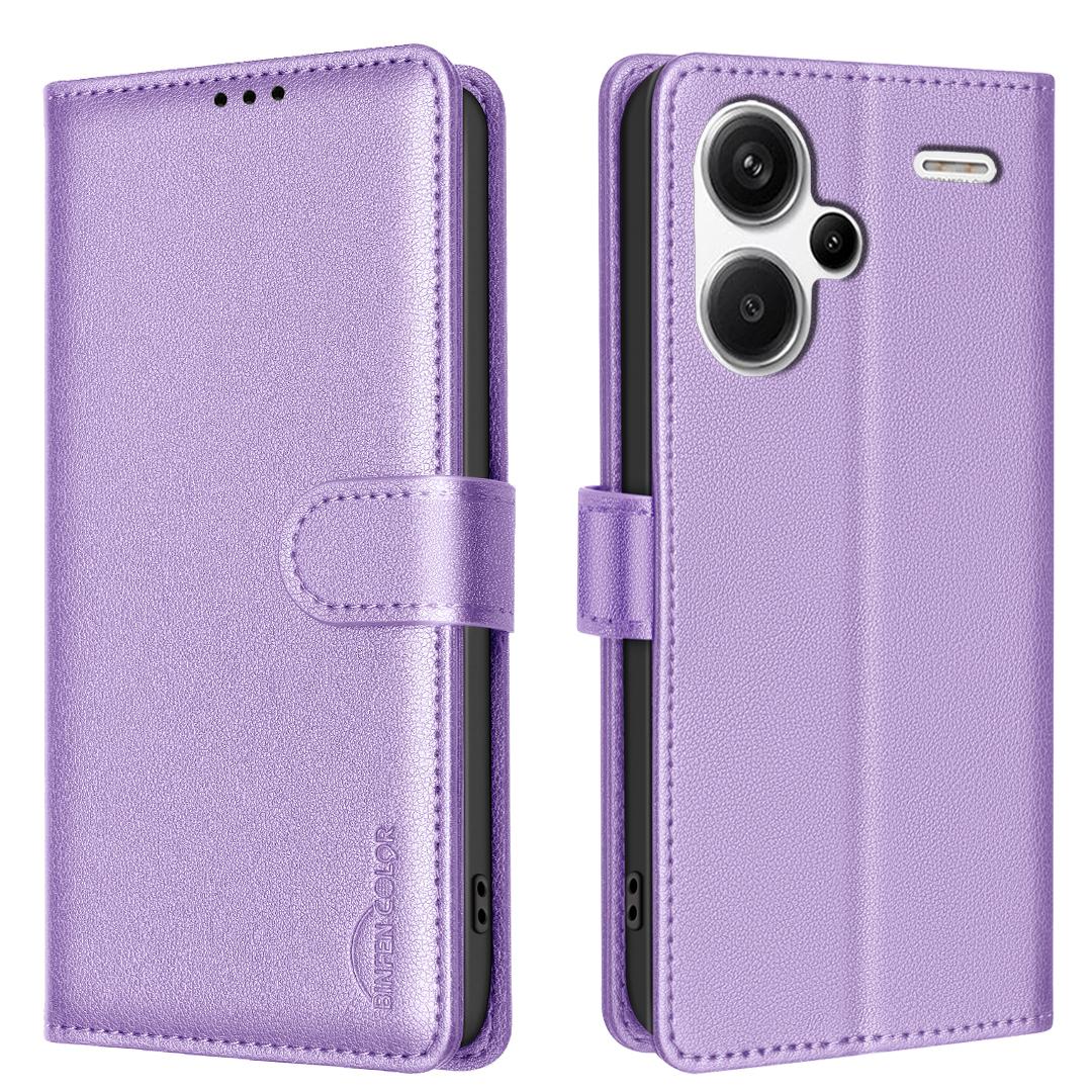 

BINFEN COLOR BF32 For Xiaomi Redmi Note 13 Pro+ 5G Litchi Texture Flip Case Leather Phone Cover Purple