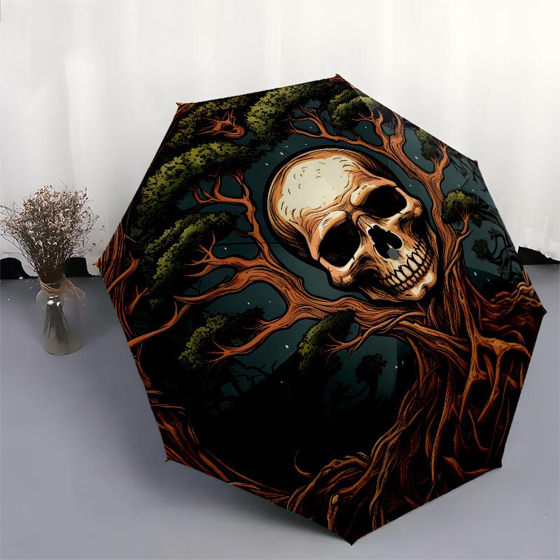Spooky Tree of Life Sticker: Unique Skull Design for Any Surface!Umbrella, Portable 3-Fold Compact Umbrella for Men & Women Gift