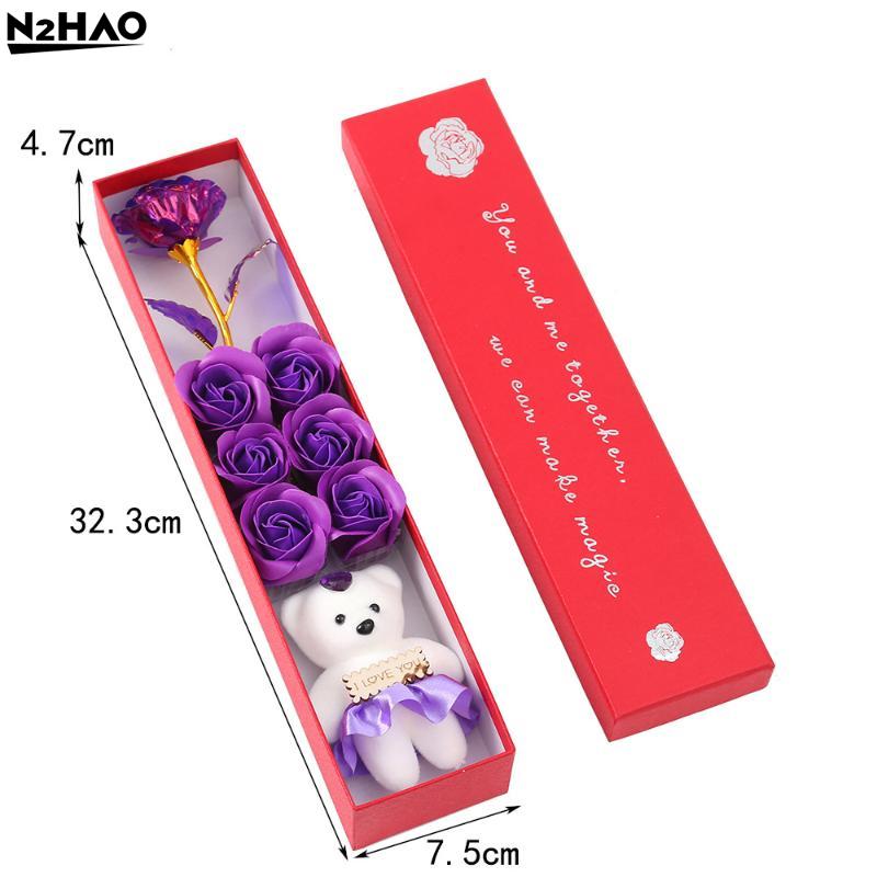 Plüschbär Künstliche Blumen Geschenkbox Seifenrosen Kreativ Romantisch Rose Valentinstag Muttertag Geschenk Hochzeit Heimdekoration