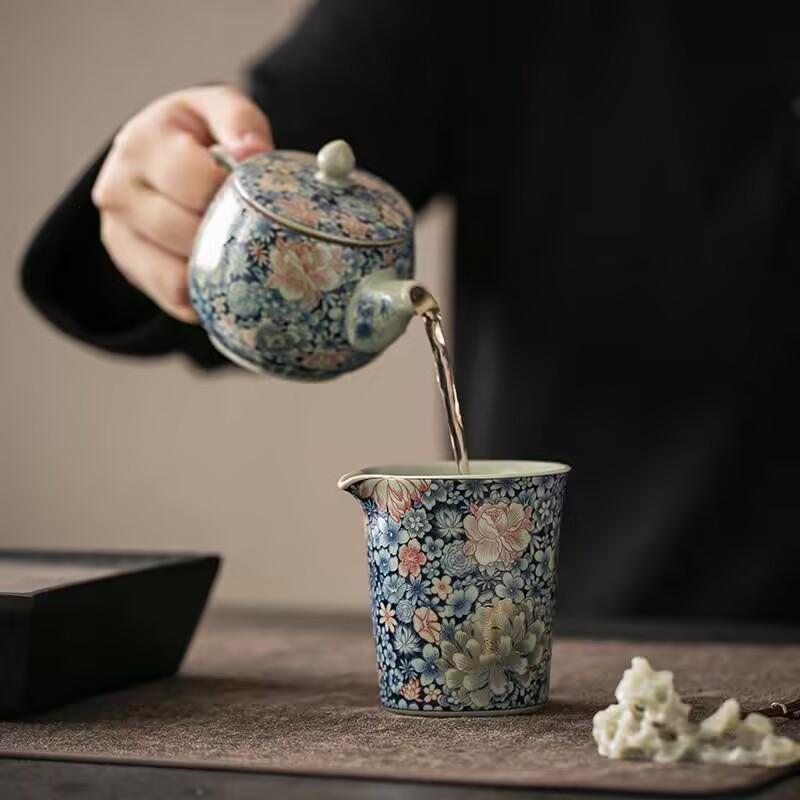 Ru Kiln Wanhua Fair Cup Kung Fu Tea Set Ceramic Handle Single Anti-Scalding Tea Sea Office Household Tea Dispenser Uniform Cup