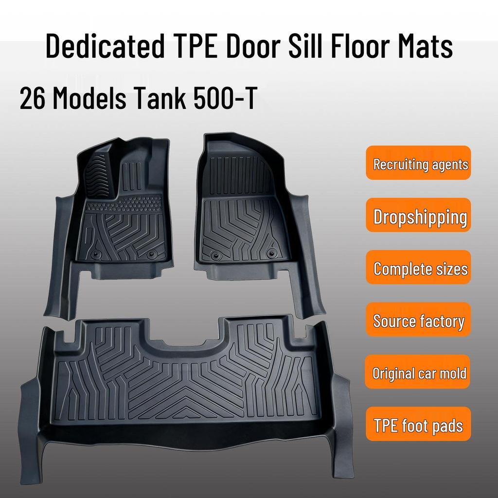 Tank 500-T Car Floor Mats: TPE, Eco-Friendly, No Odor, Fits 26 Models, Includes Door Sill Mats