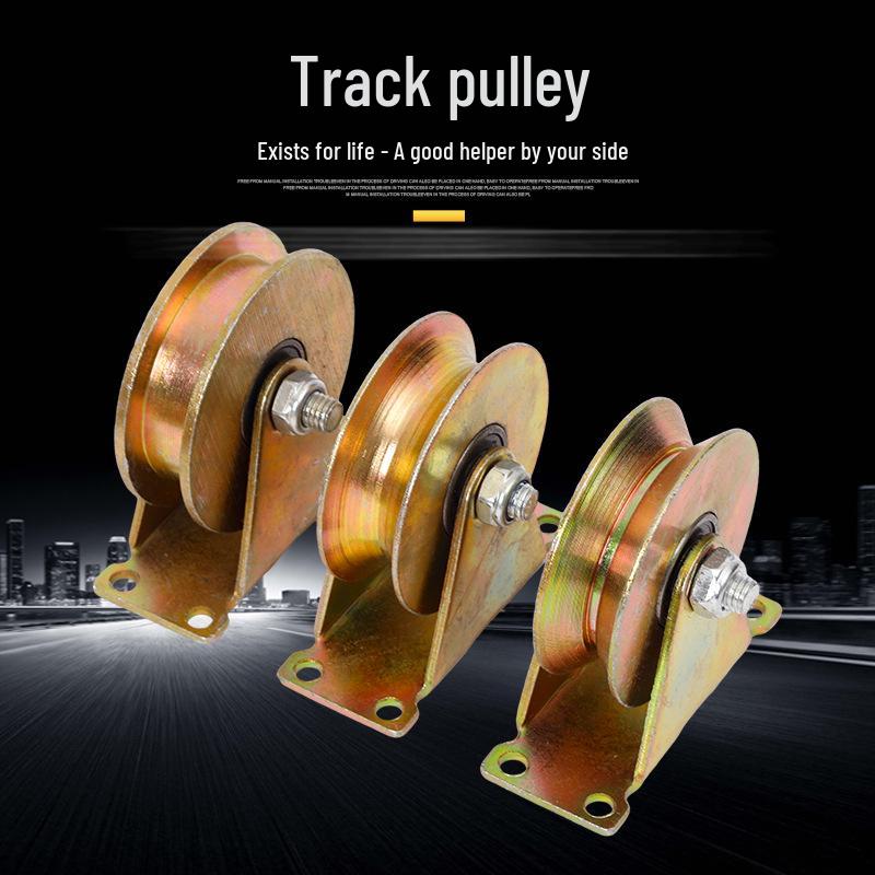 Heavy Duty U-Shaped Double Rail Steel Guide Wheel Pulley with V-Shaped Angle