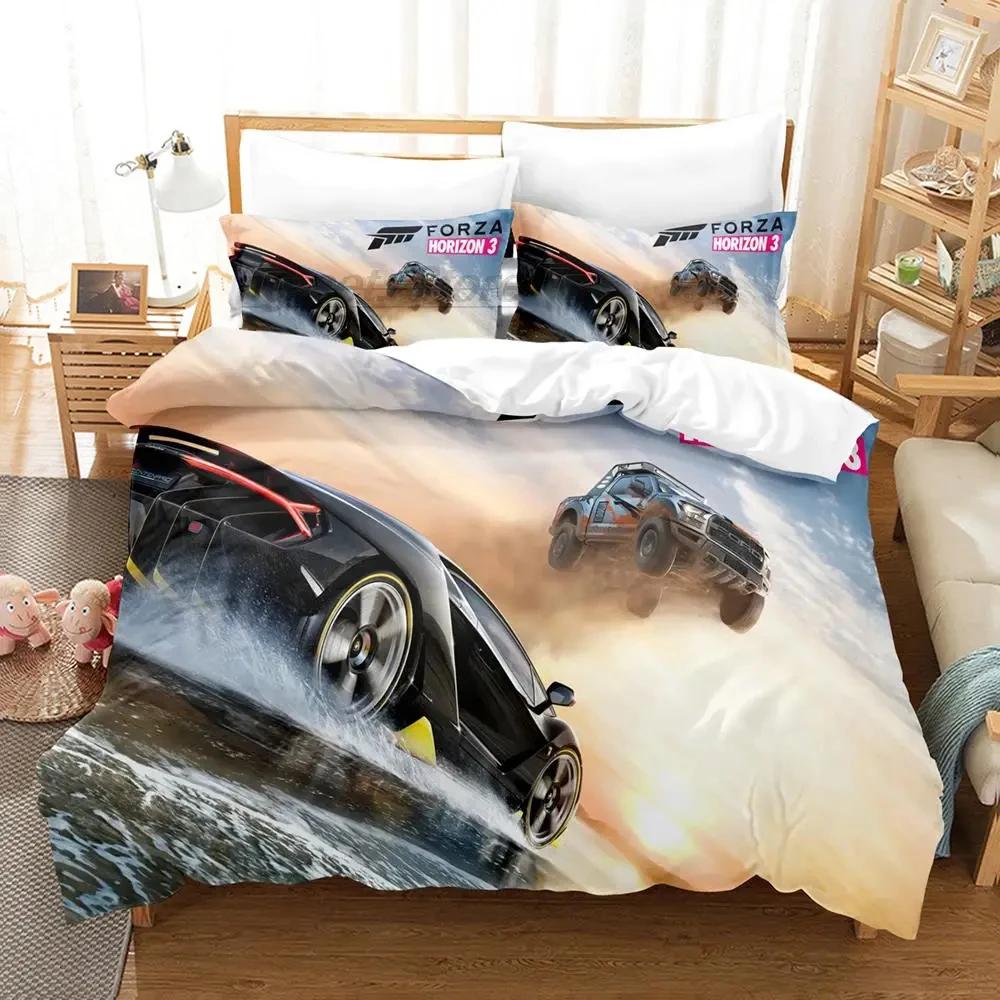 Set Copripiumino 3D Forza Auto Sportiva Per Camera da Letto Ragazzi Singolo Matrimoniale Queen King Size Coperta Piumino Federa