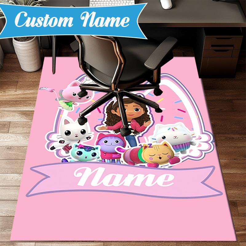 Custom Name Kitty Dollhouse Adventure Rug Game Carpet, Floor Mat for Bedroom Living Room Entryway Rug, Home Decor Idea Gift for Christmas birthday