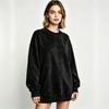 Women's Casual Pullover Top with Loose Fit, Drop Shoulder, Long Sleeves and Curved Seam