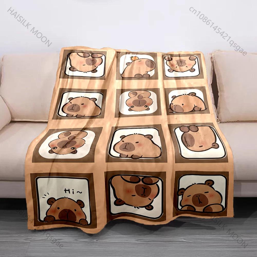 17 Styles Capybara Cartoon Print Blanket Soft Fluffy Throw Blanket Kids Adult Sofa Bed Travel Blanket Cover Throw Wonderful Gift