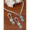 Silver Plated Lime Green CZ Studded Necklace with Earrings