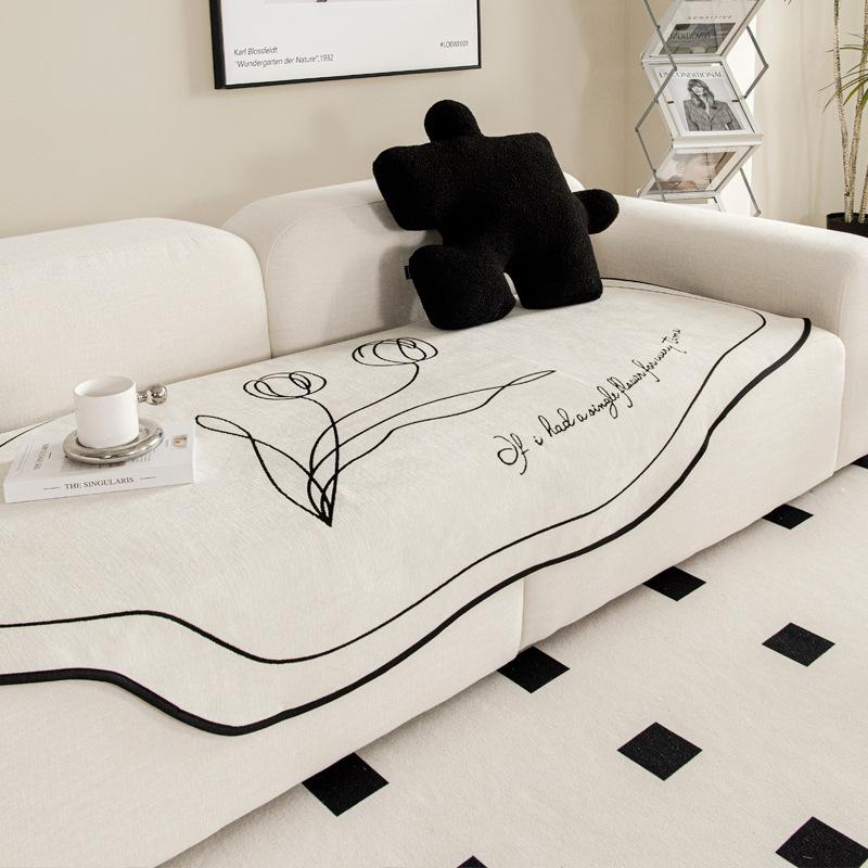 Household Irregular Shaped Sofa Cushion Four Seasons Universal Bedside Blanket Light Luxury Modern Simple Straight Row Sofa Cover Towel
