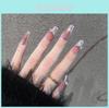 Handmade Gradient Cat Eye Butterfly Bow Nail Stickers For Women Long Style Pure Desire Style