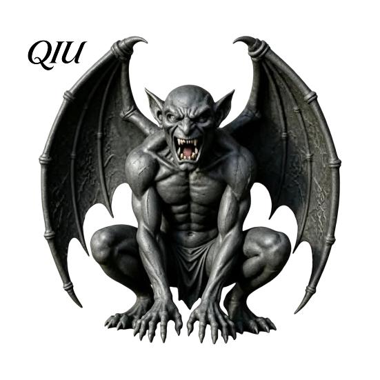 Dark Fantasy Home Decor Gargoyle Figurine, Medieval Winged Statue, Resin Gothic Office Ornament Horn Demon for Bookshelf Desk Architectural Figure